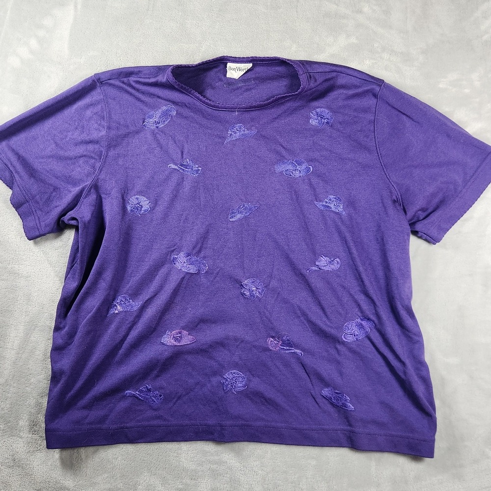Grandmacore BonWorth Red Hat Society Purple Blouse L